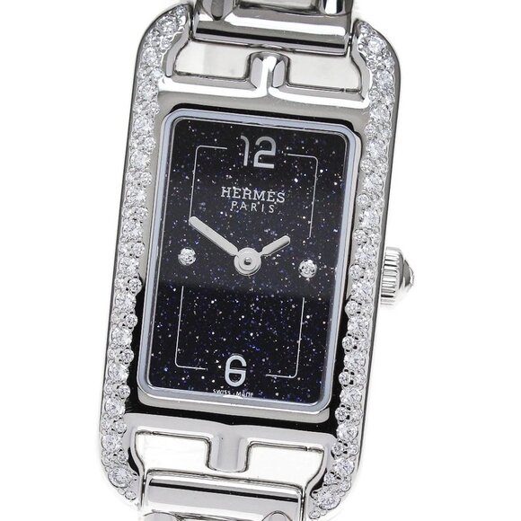 HERMES Nantucket PM NA2.133 29MM Diamond Aventurine Quartz Ladies Watch - Picture 1 of 7